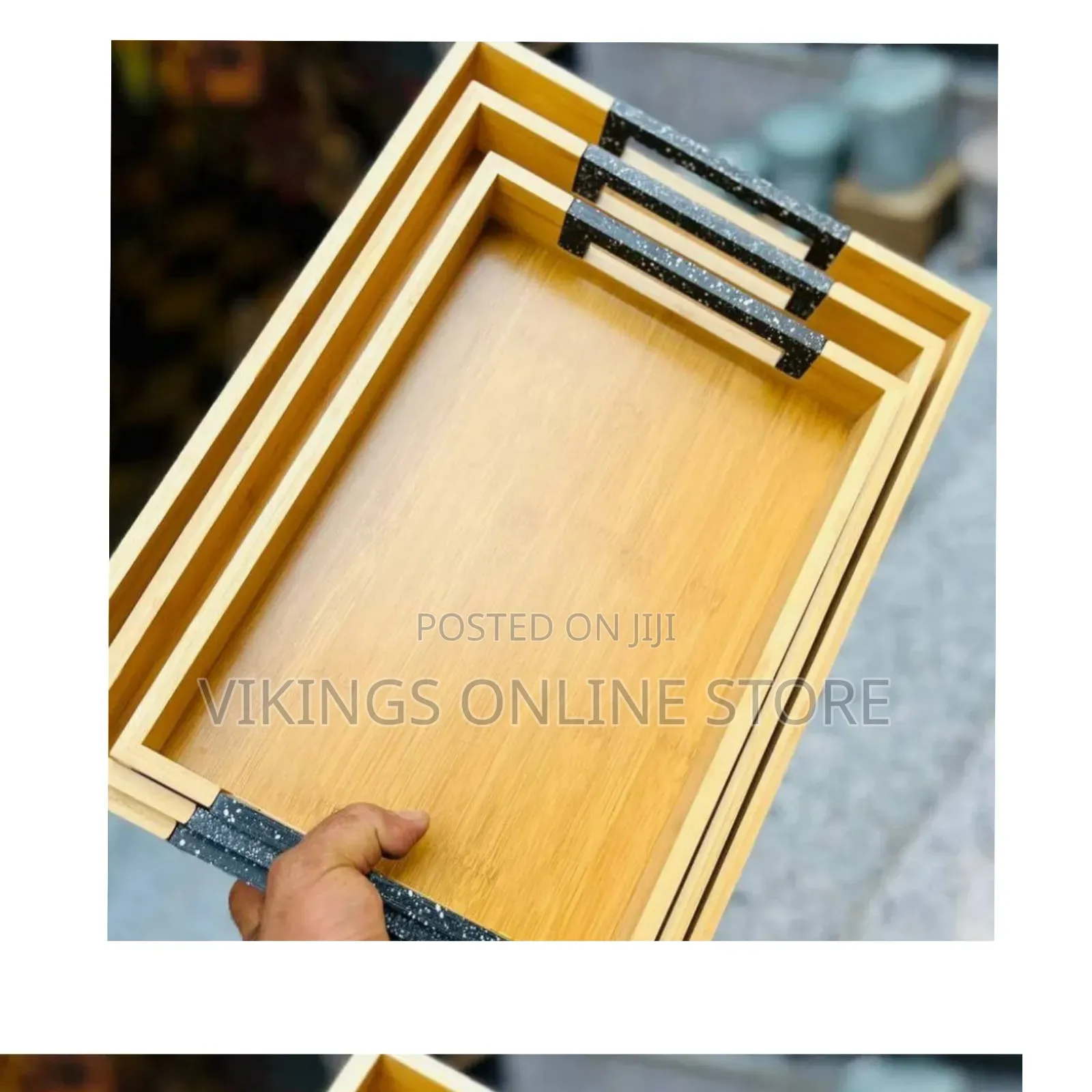 3pc Bamboo Trays at Set