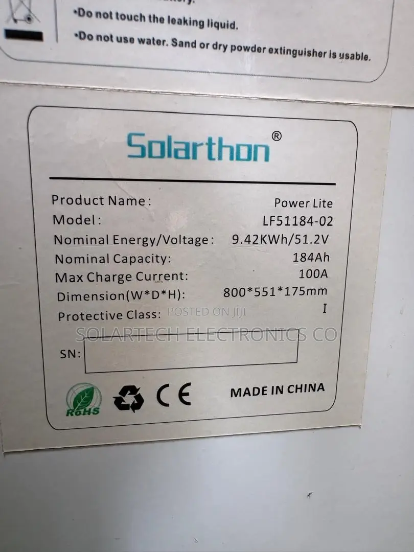Solarthon LF51184-02 9.42kWh Energy Storage Battery | 51.2V