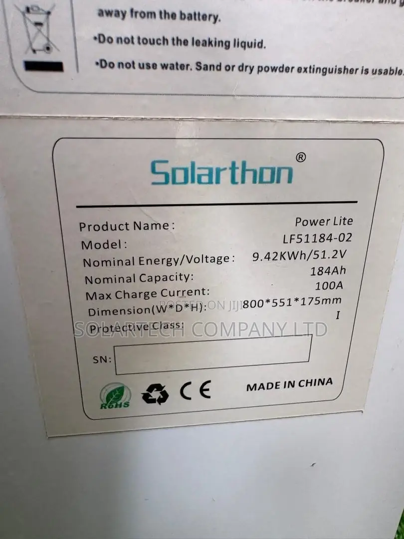 Solarthon 51.2 Nominal Voltage 184Ah Battery | 9.42kWh Storage