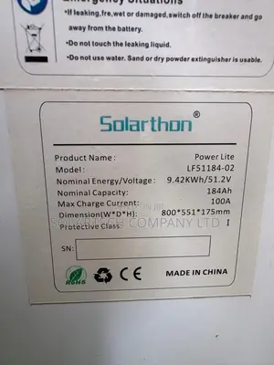 Solarthon Power Lite 51.2V 184Ah Battery | 800 ×551 ×175mm(dimensions)