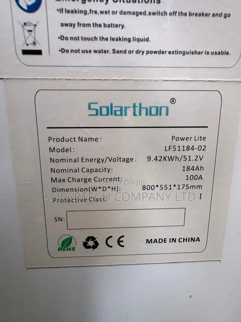 Solarthon Power Lite 51.2V 184Ah Battery | 800 ×551 ×175mm(dimensions)