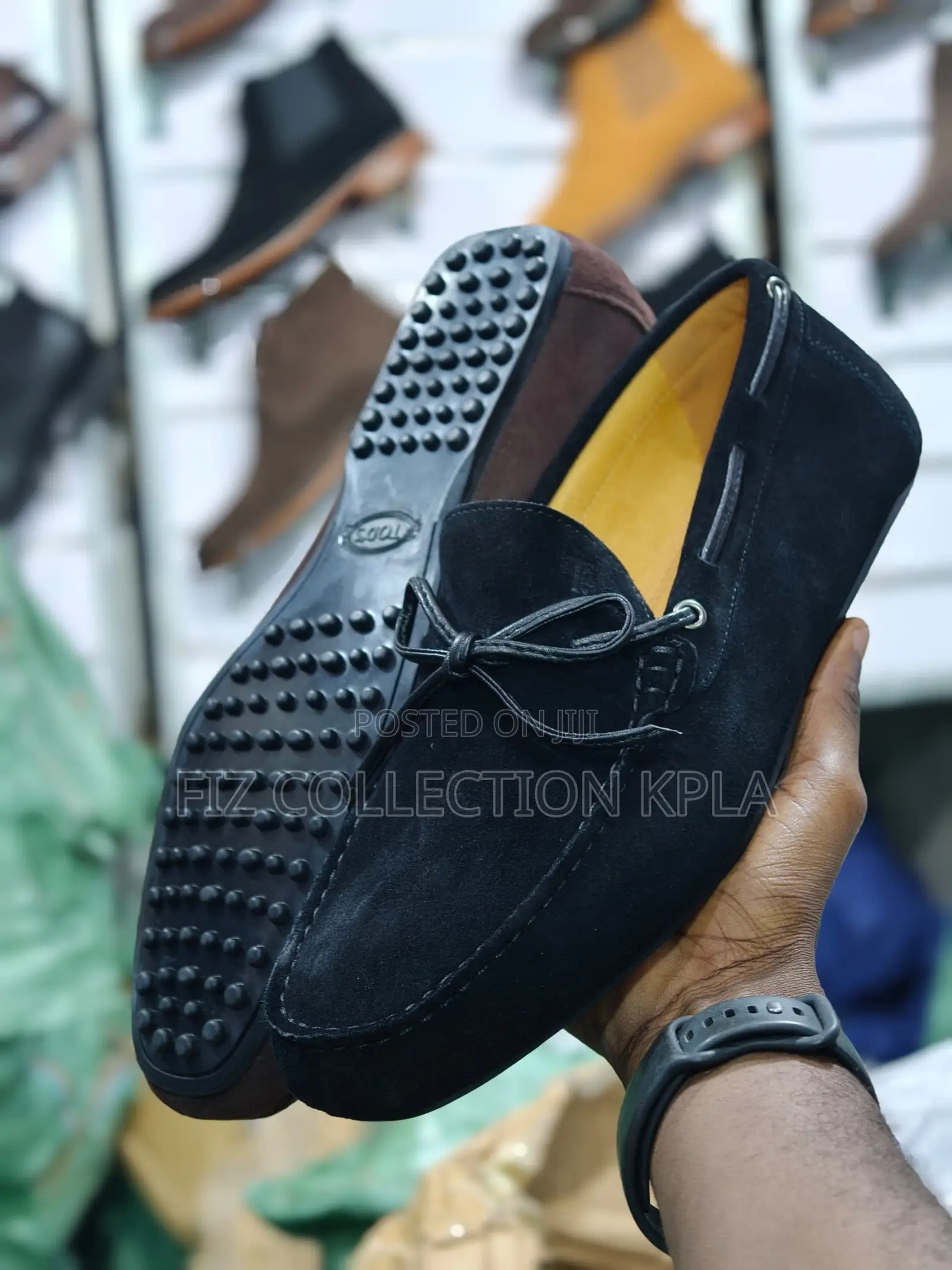 Original Black Tods Gommino Suede Driving Loafers