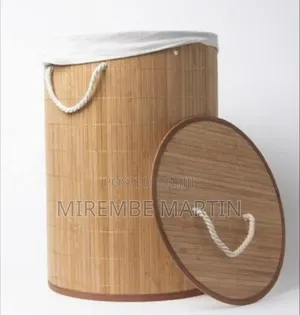 Natural Bamboo Laundry Hamper / Storage Basket With Lid