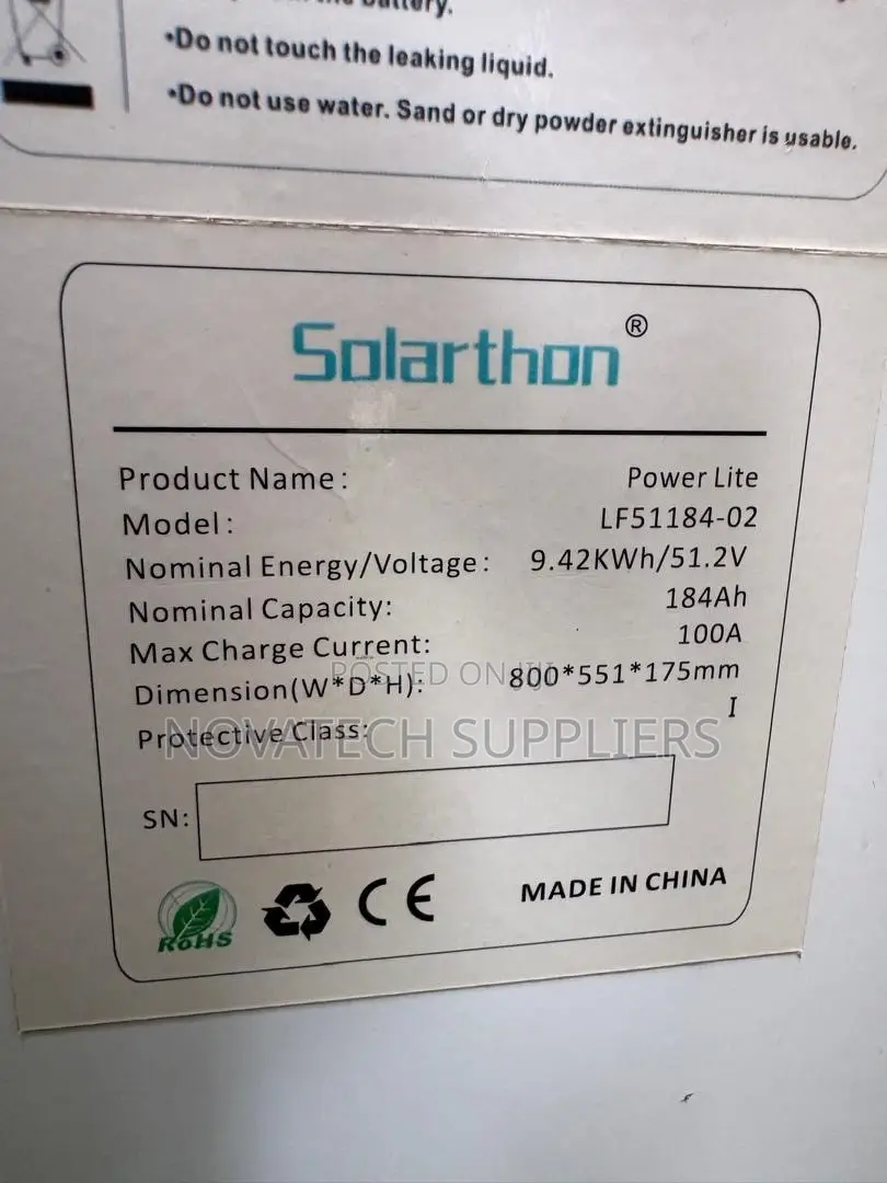 Solarthon Power Lite 9.42kWh 51.2V 184Ah Energy Storage Battery