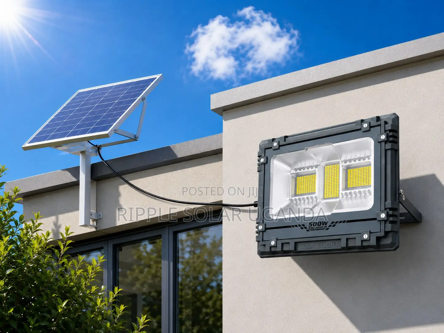 500W Solar Security Floodlight With Panel Outdoor LED Lamp