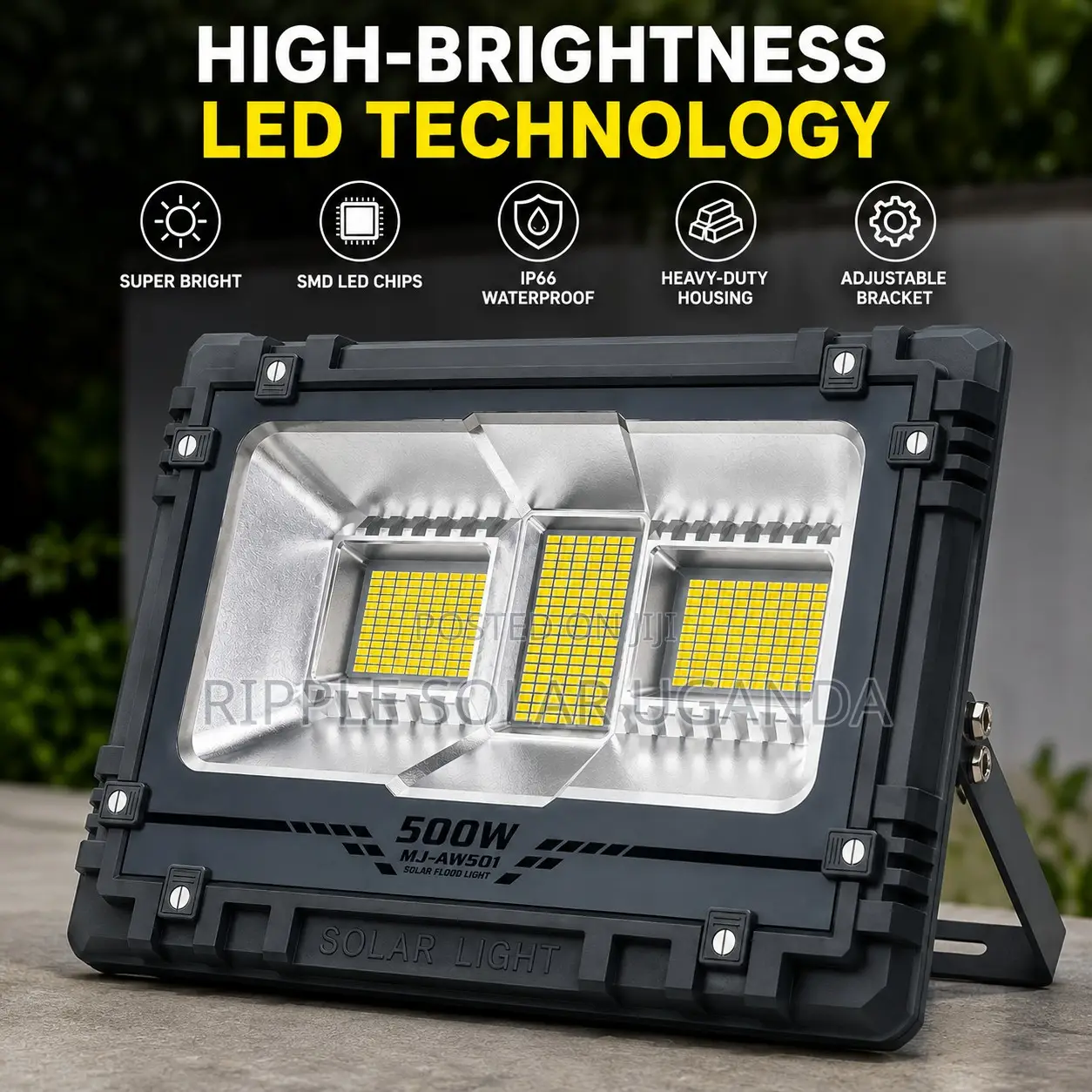 500W Solar Security Floodlight With Panel Outdoor LED Lamp