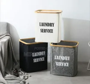 Versatile Collapsible Laundry Hamper With Wooden Rim