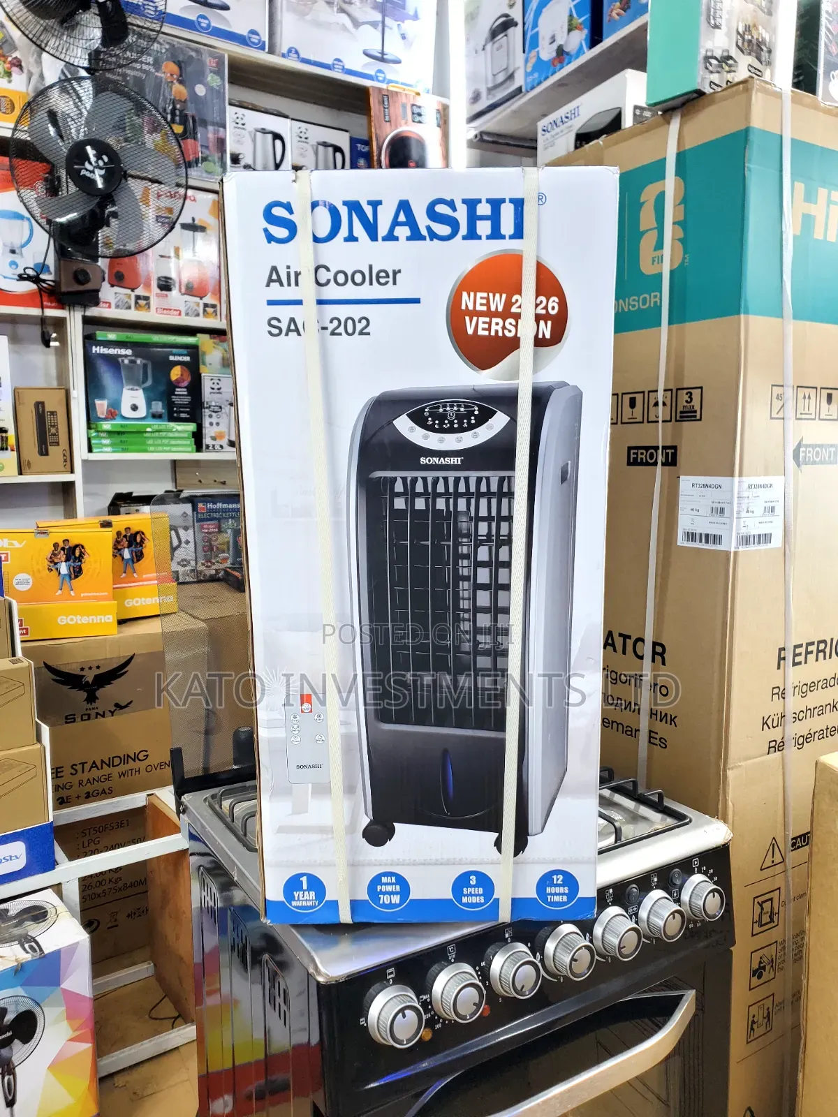 Sonashi Air Cooler 2 Ice Boxes, 6L, 3 Wind Speeds, Remote - SAC-202