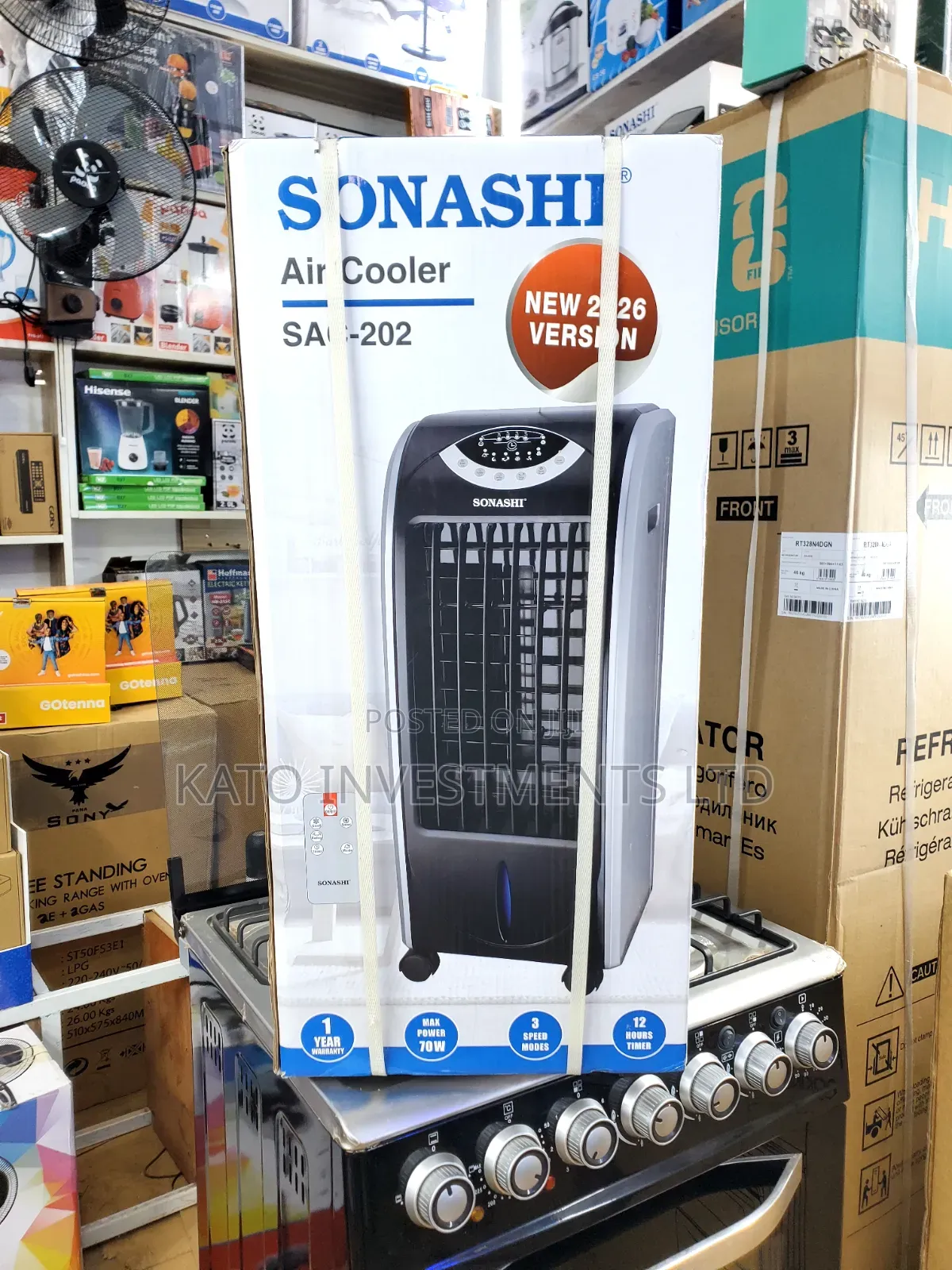Sonashi Air Cooler 2 Ice Boxes, 6L, 3 Wind Speeds, Remote - SAC-202