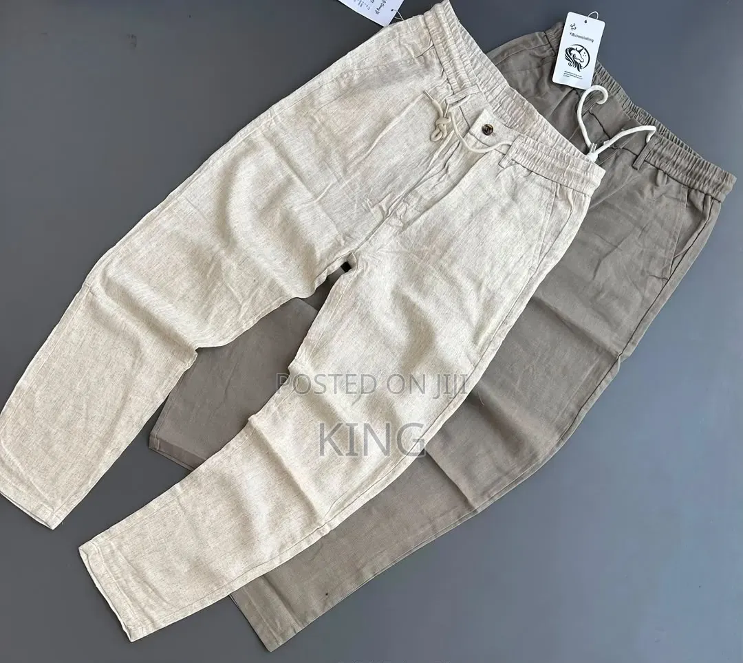 Relaxed-Fit Men's Linen Drawstring Trousers