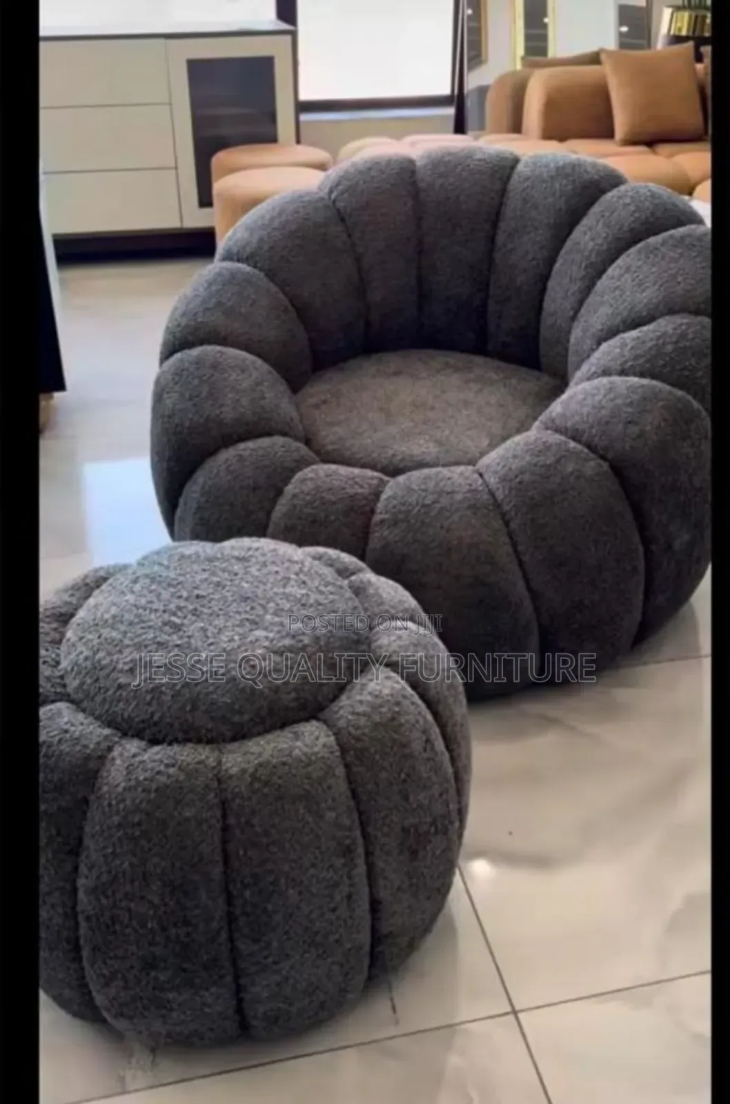 Modern Luxurious Striped Pouf