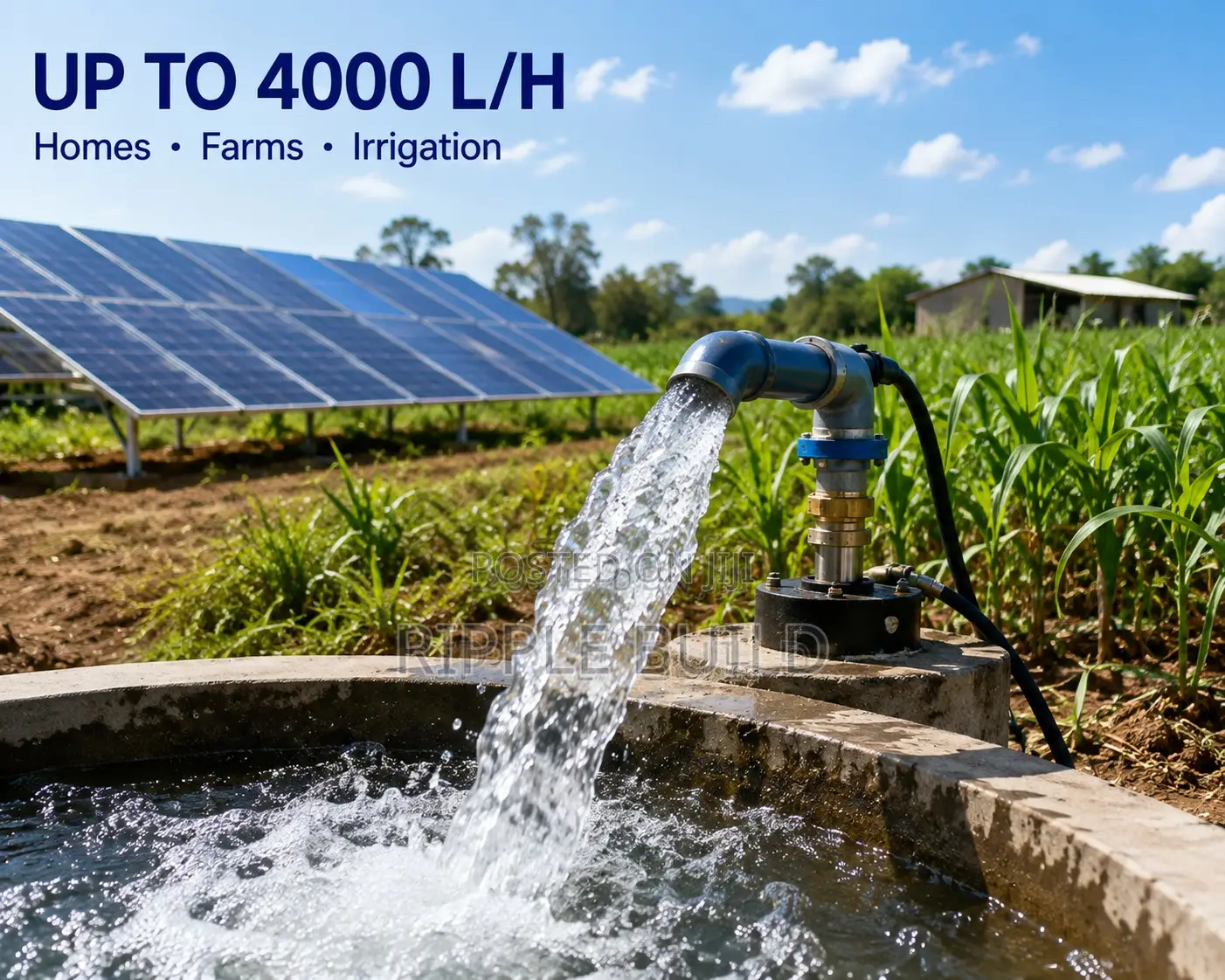 1100W Solar Borehole Water Pump 125m Head 4000l/H 110V DC