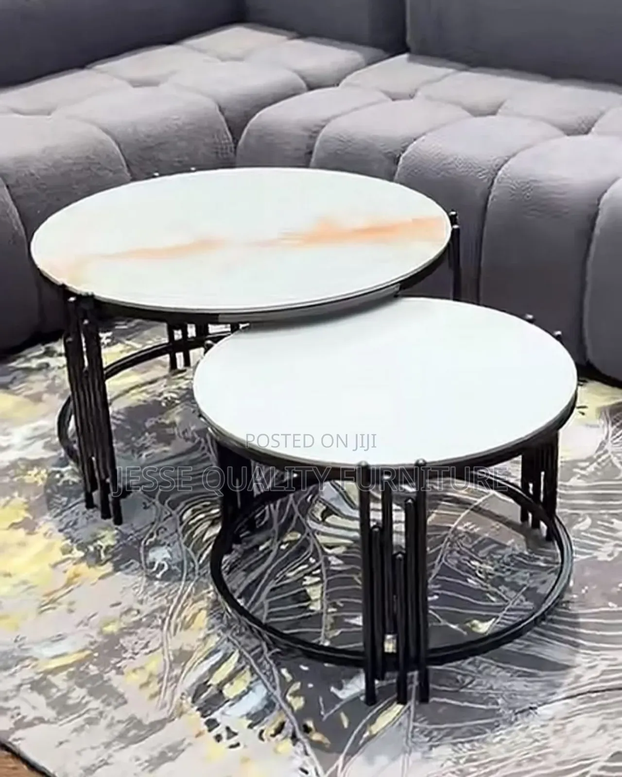 Space Saving Mable Plated Center Tables