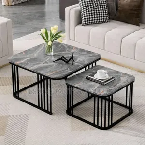 Space Saving Mable Plated Center Tables