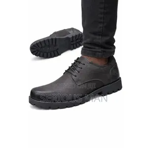 Men's Rugged Lace-Up Derby Oxford Shoes in Coffee Brown