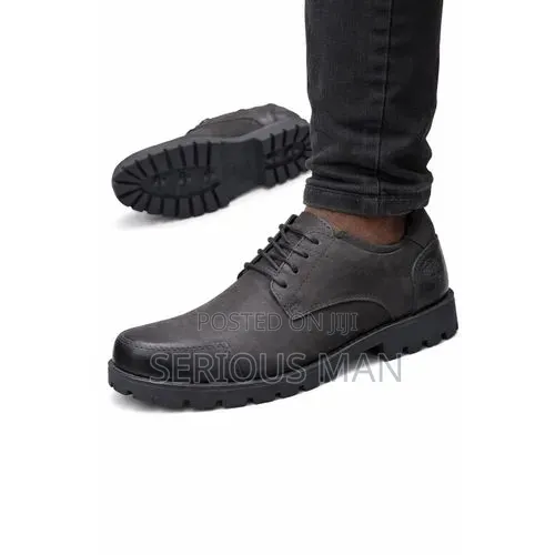 Men's Rugged Lace-Up Derby Oxford Shoes in Coffee Brown