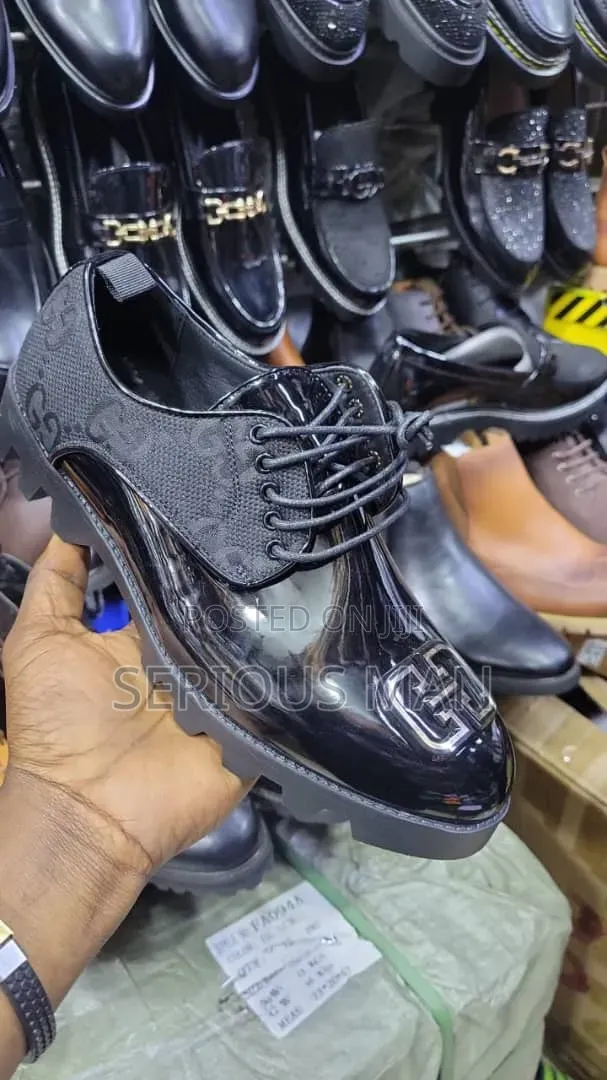 Gucci-Inspired Black Patent Leather Oxfords/Derby Shoes