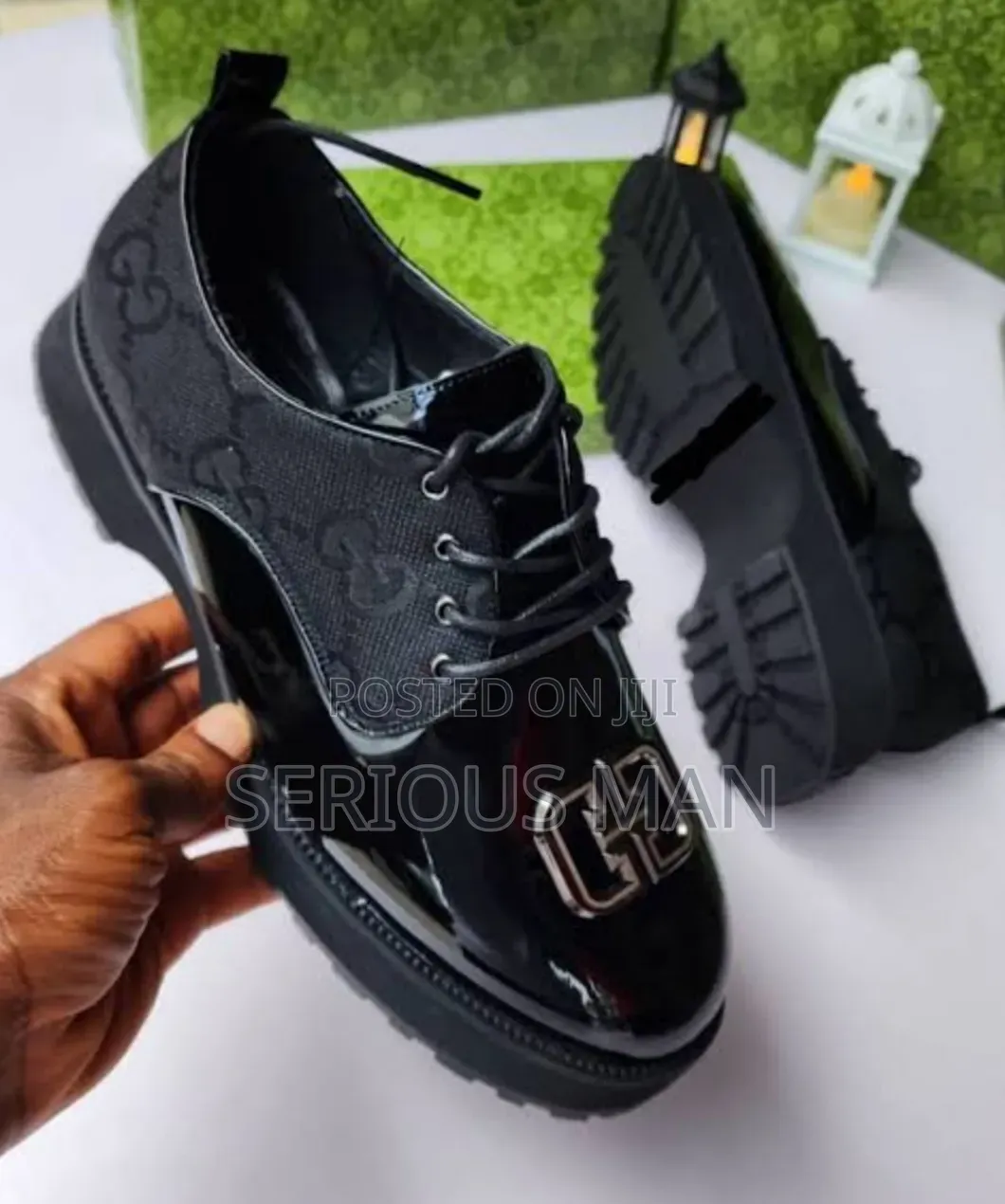 Gucci-Inspired Black Patent Leather Oxfords/Derby Shoes