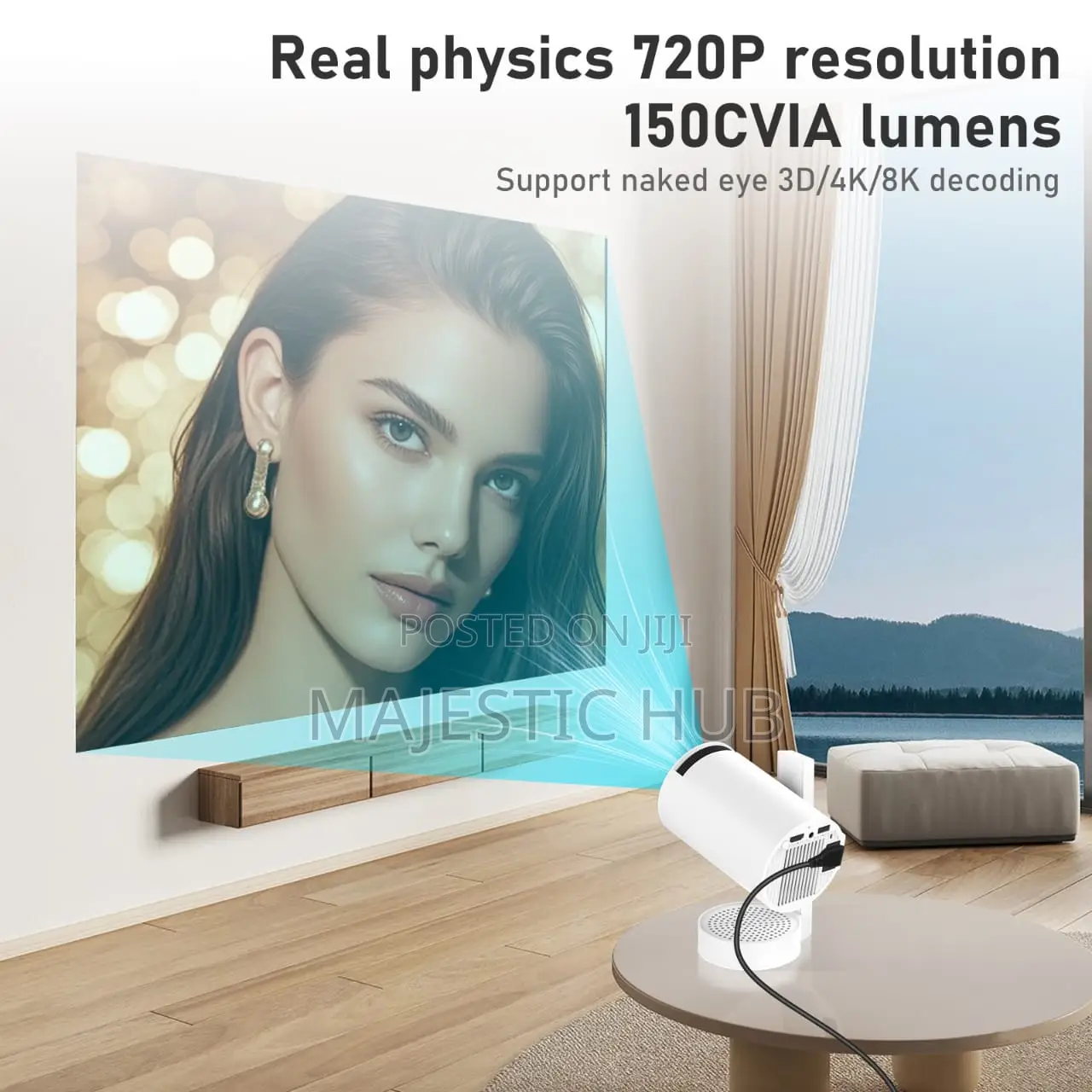 PJ10 Mini Projector, 130 ANSI, Android 13, , 5G WiFi, Gimbal
