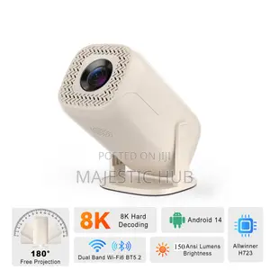 V5 Mini Projector, Android 14, 150 ANSI, WiFi 6, Auto Keystone