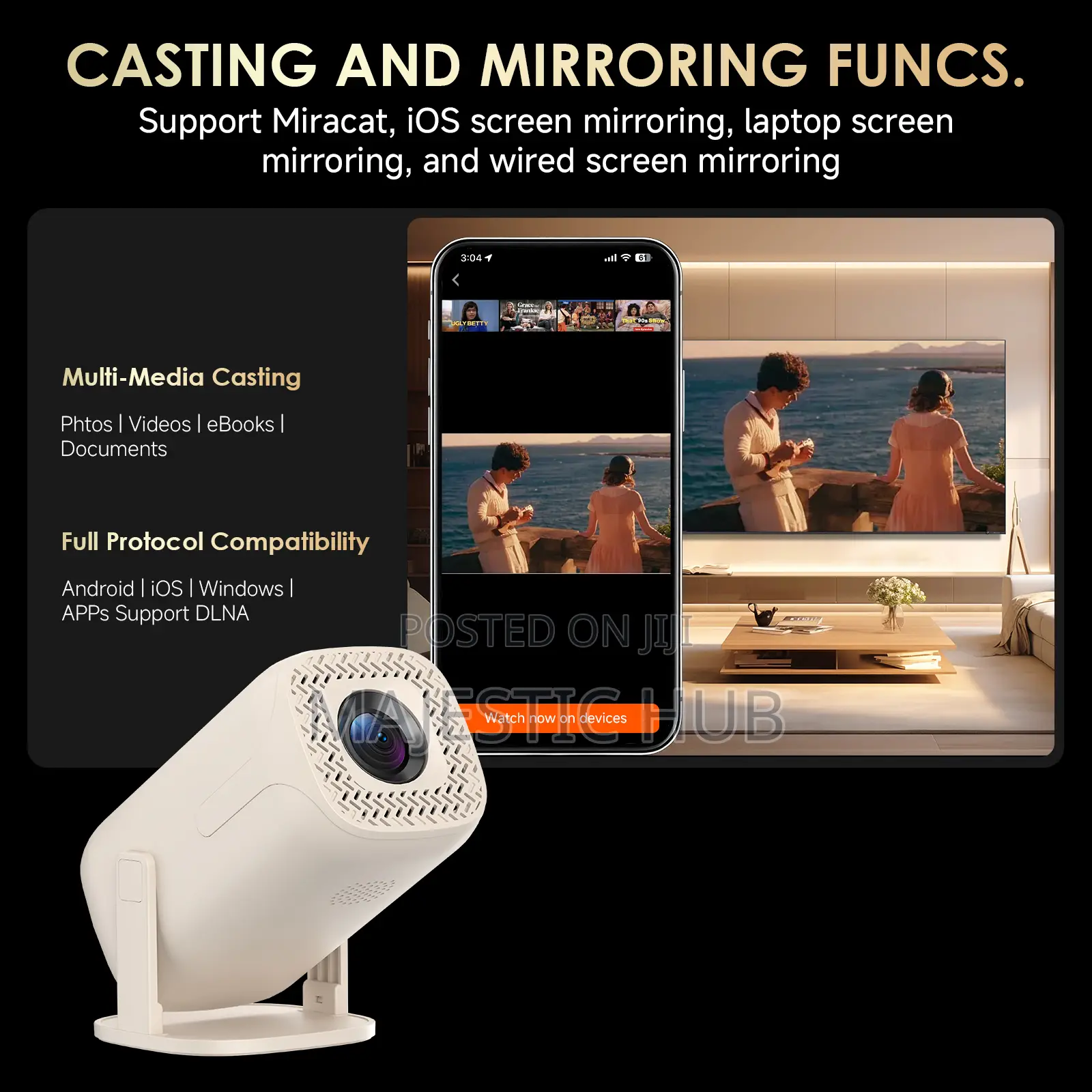 V5 Mini Projector, Android 14, 150 ANSI, WiFi 6, Auto Keystone
