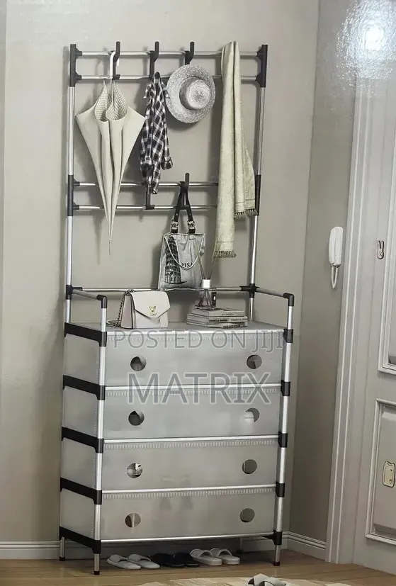 Shoe Rack and Hat Rack With Clothes Storage