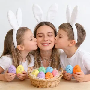 Set of 12 Hand Painted Plastic Easter Eggs With 6 Colour Pens