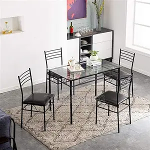 Iron Glass Dining Set, Table and Chairs Kitchen Dining Table