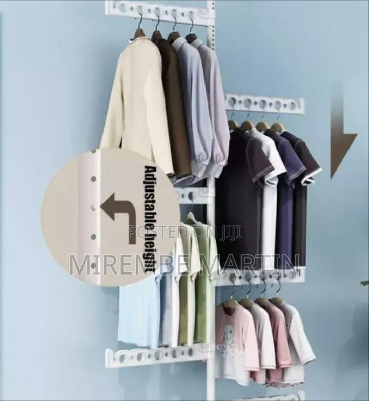 Wall-Mounted Foldable Clothes Rack With Adjustable