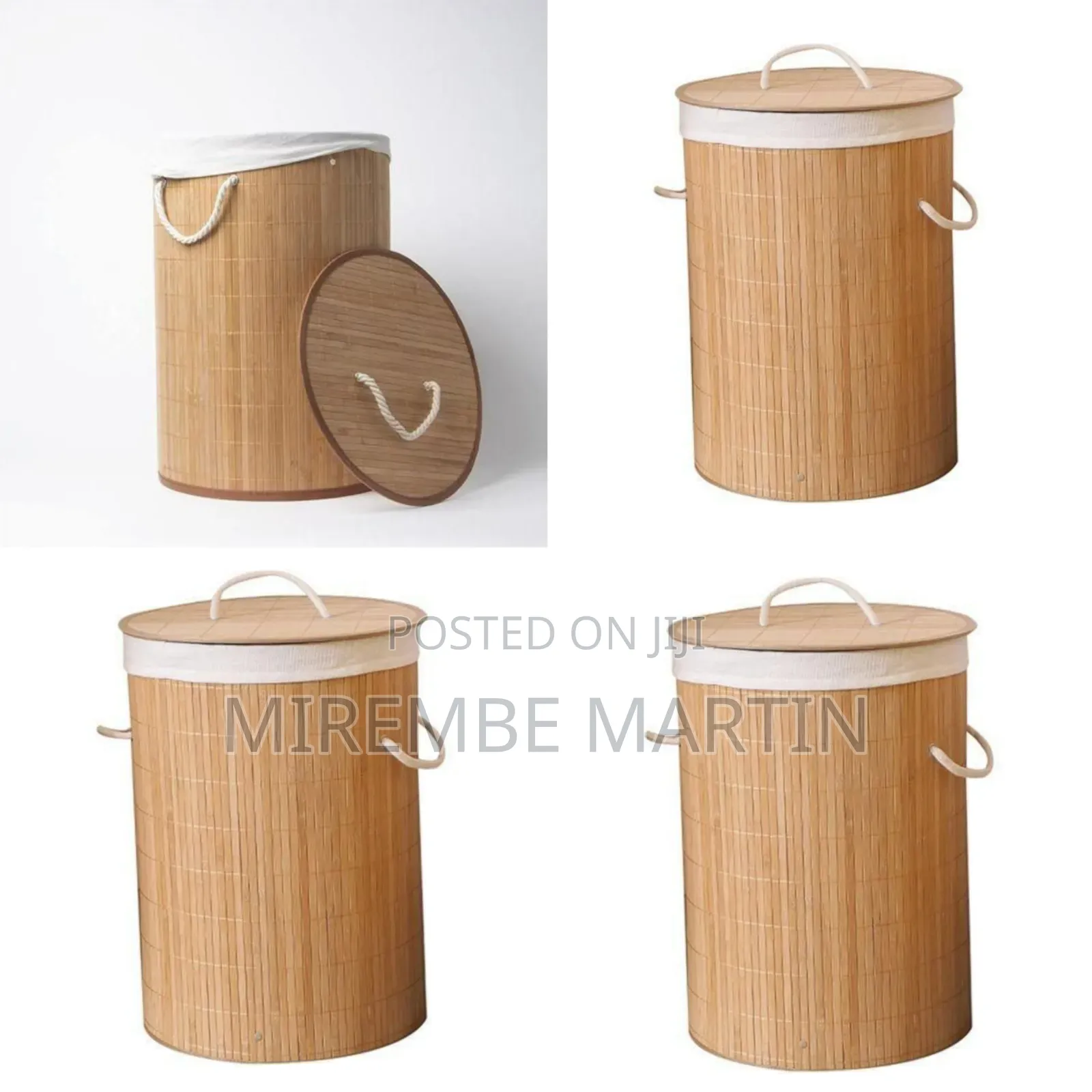 Round Bamboo Laundry Hamper With Lid