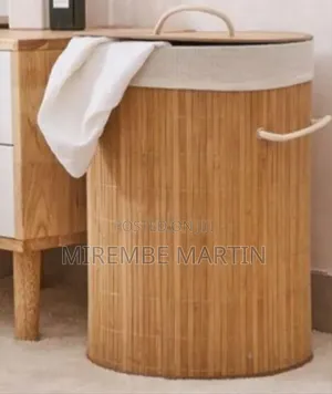 Round Bamboo Laundry Hamper With Lid