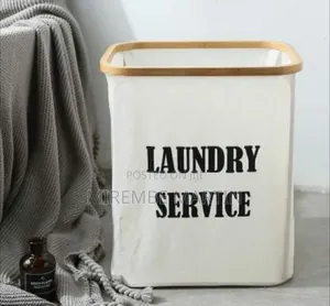 Collapsible Laundry Hamper With Wooden Rim
