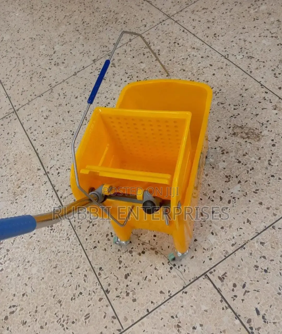 Mop Bucket With Wrangler Trolley With Metal Handle (Caution Wet Floor)
