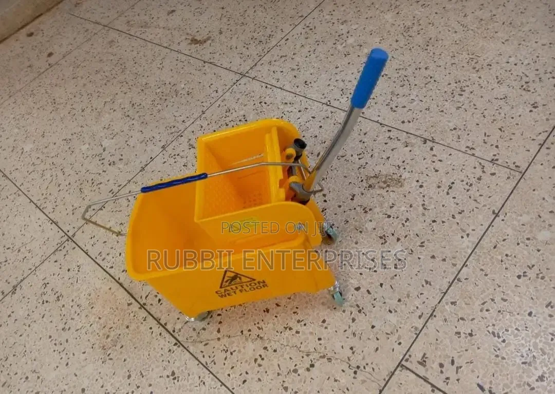 Mop Bucket With Wrangler Trolley With Metal Handle (Caution Wet Floor)