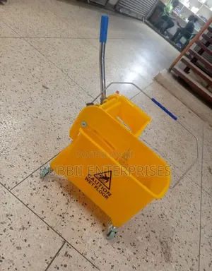Mop Bucket With Wrangler Trolley With Metal Handle (Caution Wet Floor)