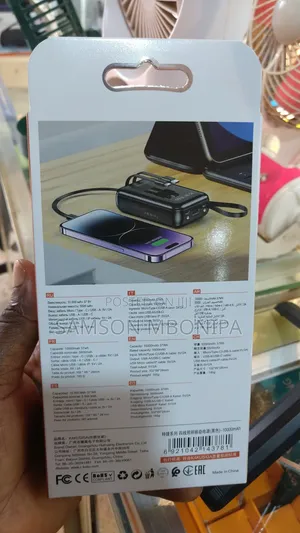 10000mAh Fast Charging 4 Way Powerbank With Light - Black