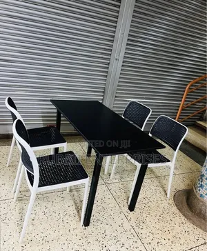 Foldable Table + 4 Armless Chairs ~ Black