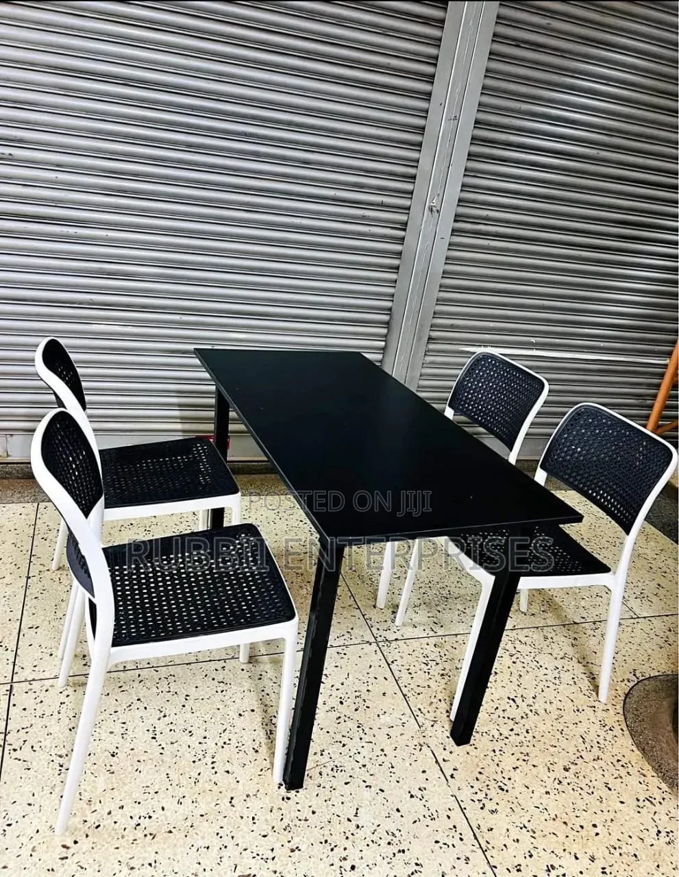 Foldable Table + 4 Armless Chairs ~ Black
