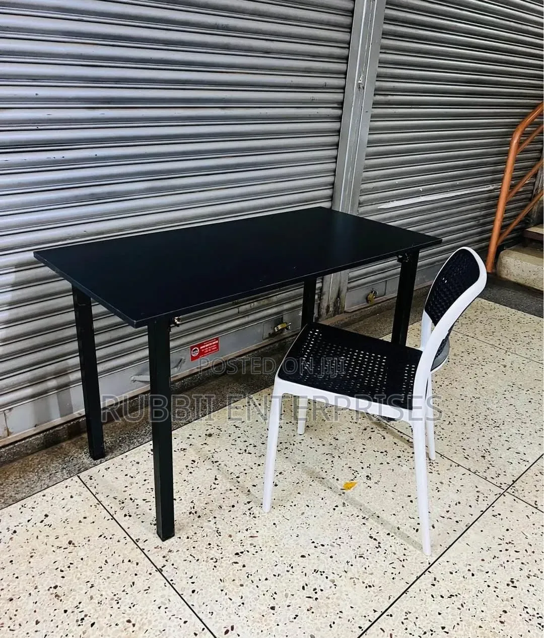 Black Foldable Table + 1 Armless Chair