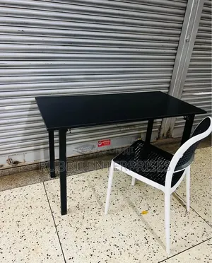 Black Foldable Table + 1 Armless Chair
