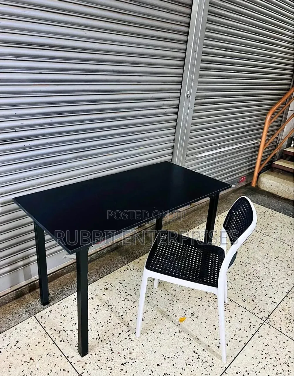 Black Foldable Table + 1 Armless Chair
