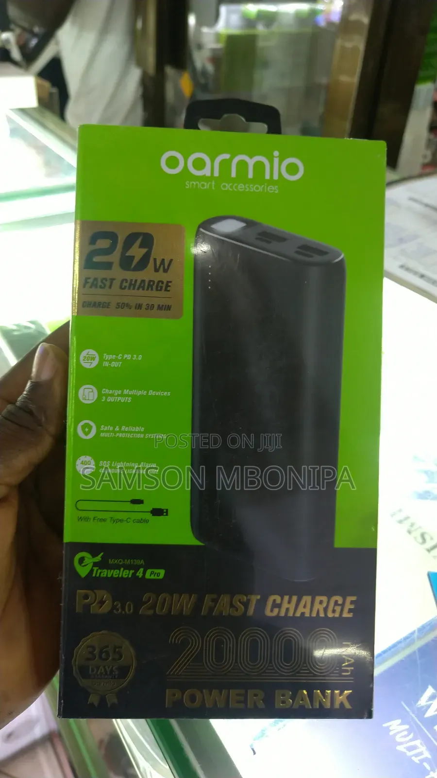 20w Oraimo Power Bank 20000mAh High Capacity Dual USB Output - Black