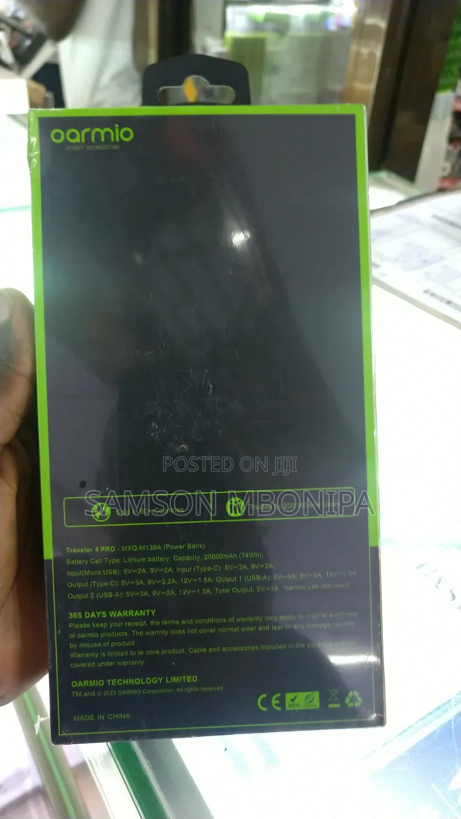 20w Oraimo Power Bank 20000mAh High Capacity Dual USB Output - Black
