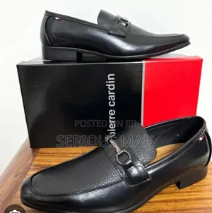 Sleek Black Leather Slip-on Loafers