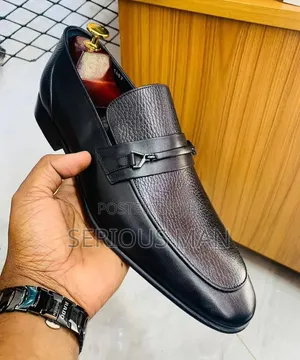 Sleek Black Leather Slip-on Loafers