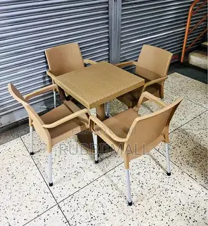 Square Brown Table + 4 Cappuccino Chair