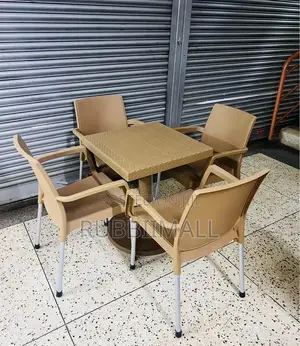 Square Brown Table + 4 Cappuccino Chair