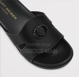 Stylish Black Leather Slip-on Sandals