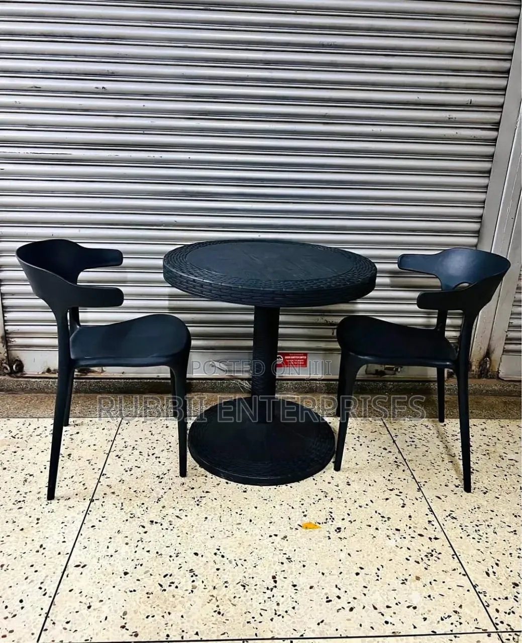 1 Round Table + 2 Minimalist Curved-Back Chair