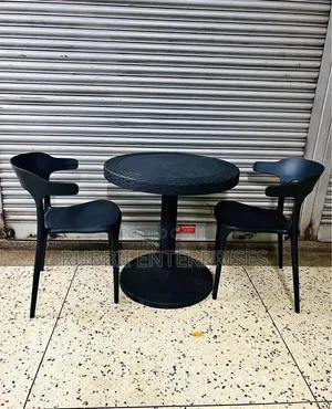 1 Round Table + 2 Minimalist Curved-Back Chair